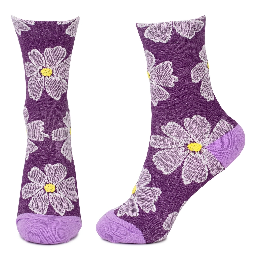 Socks cotton & spandex big bloom purple - Image 2