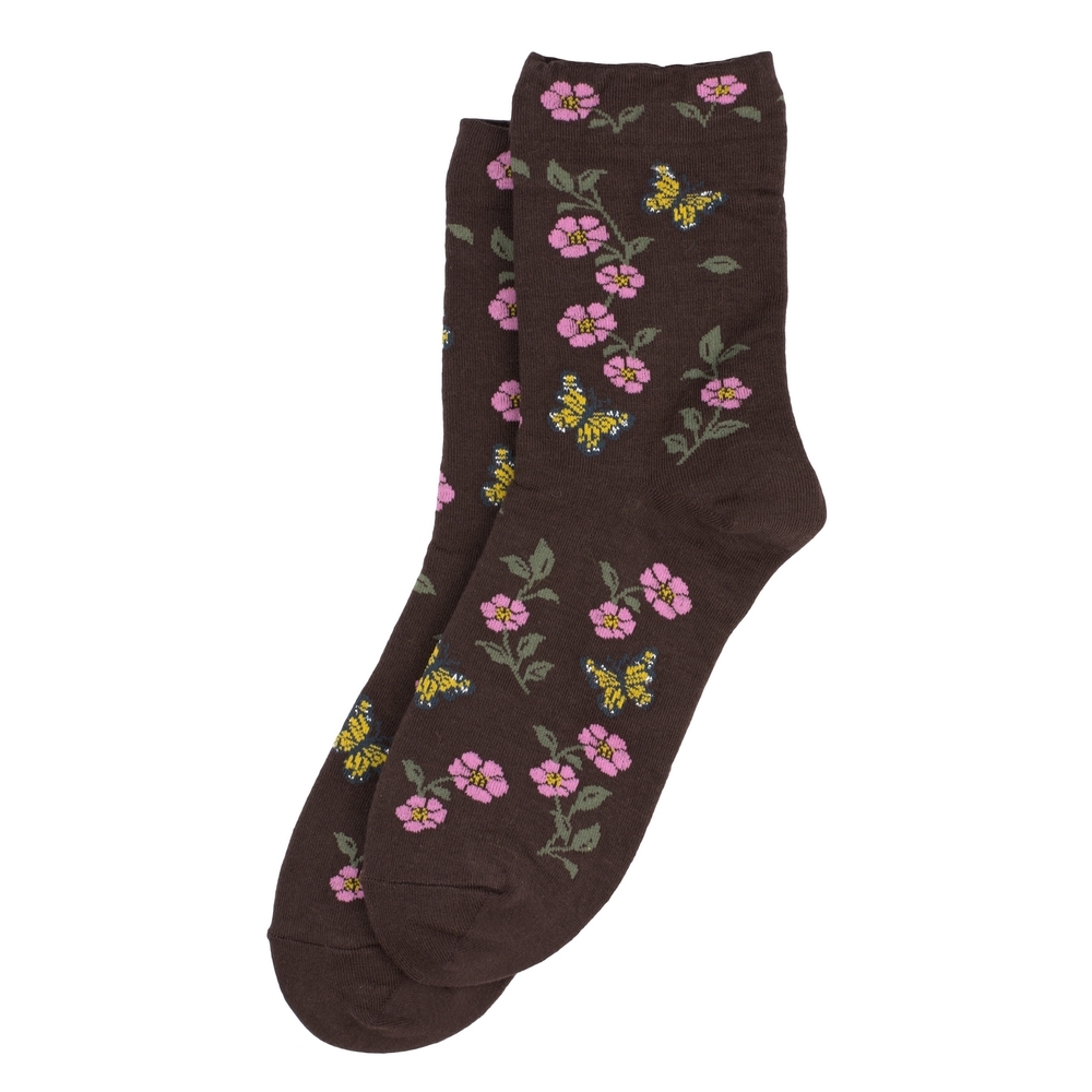 Socks cotton & spandex wild meadows brown