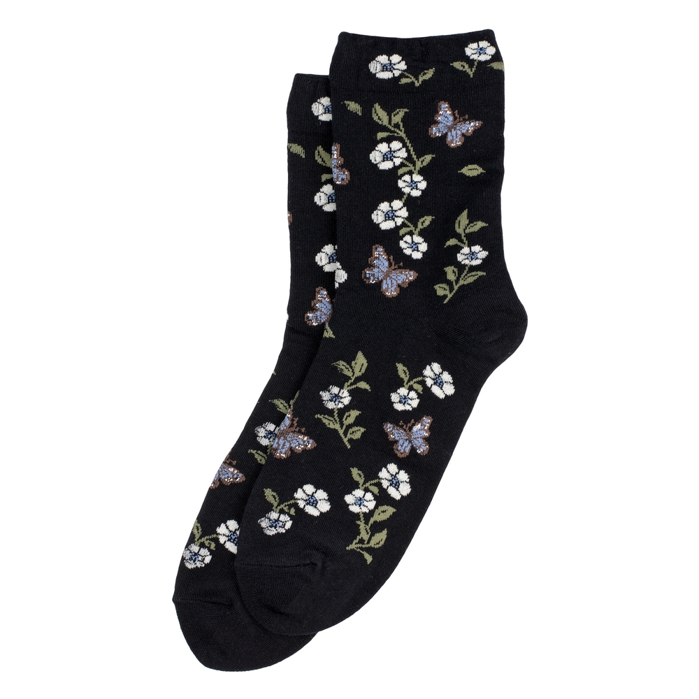 Socks cotton & spandex wild meadows black