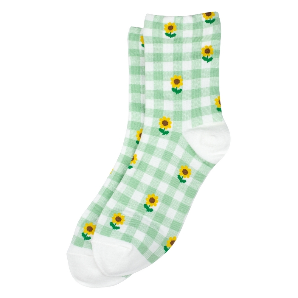 Socks cotton & spandex picnic sunflower green