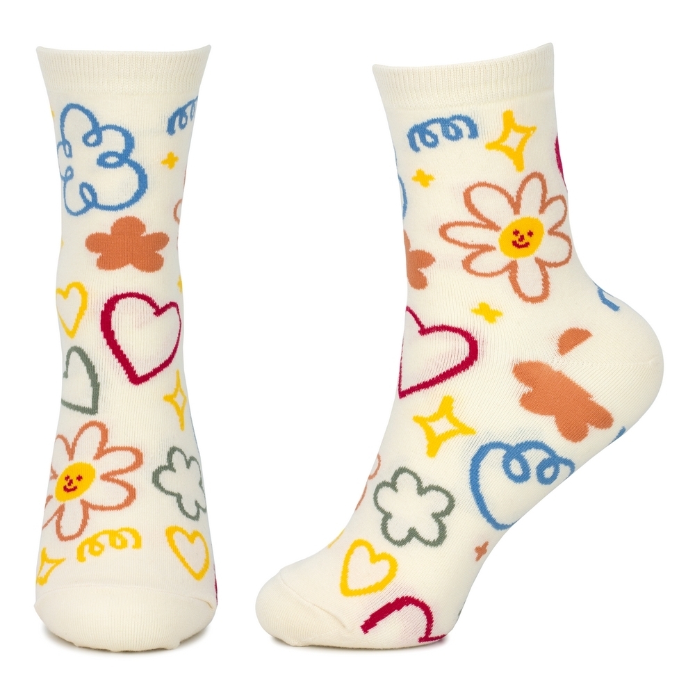 Socks cotton & spandex lazy scribbler off-white - Image 2