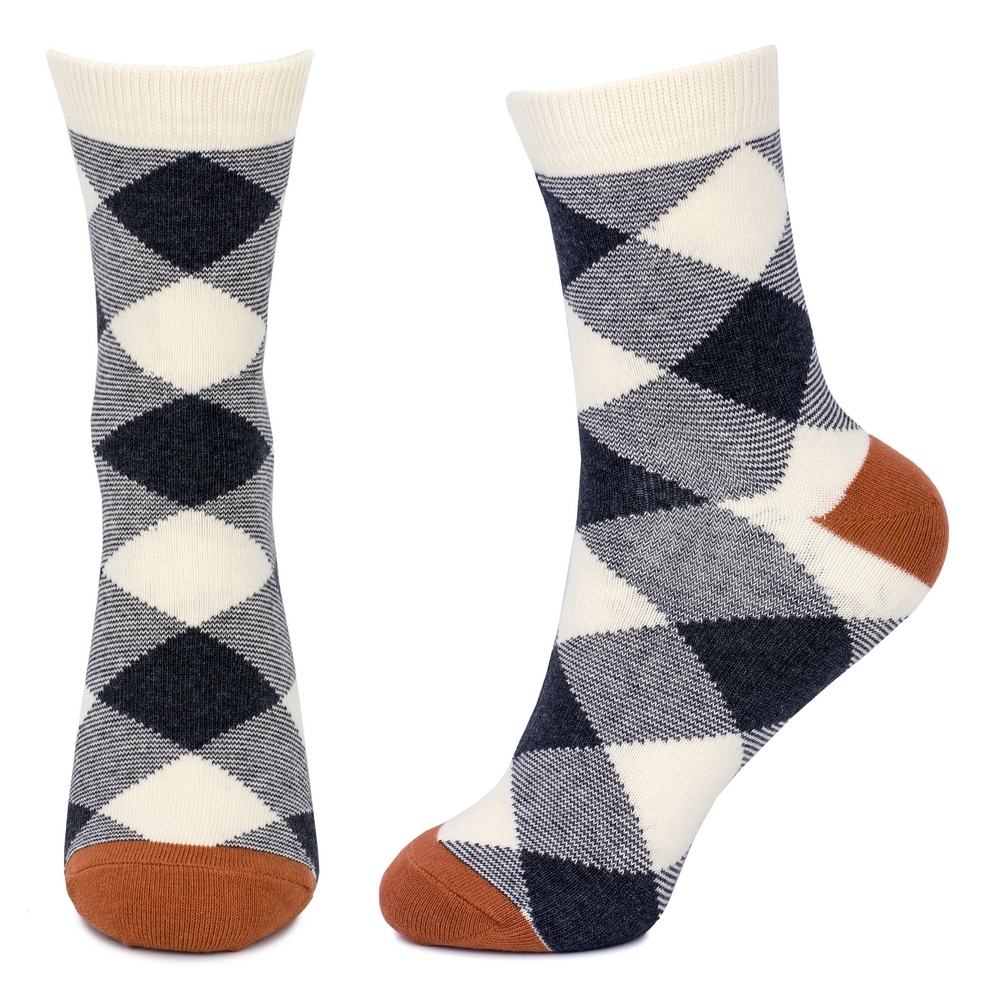 Socks cotton & spandex vintage check black - Image 2