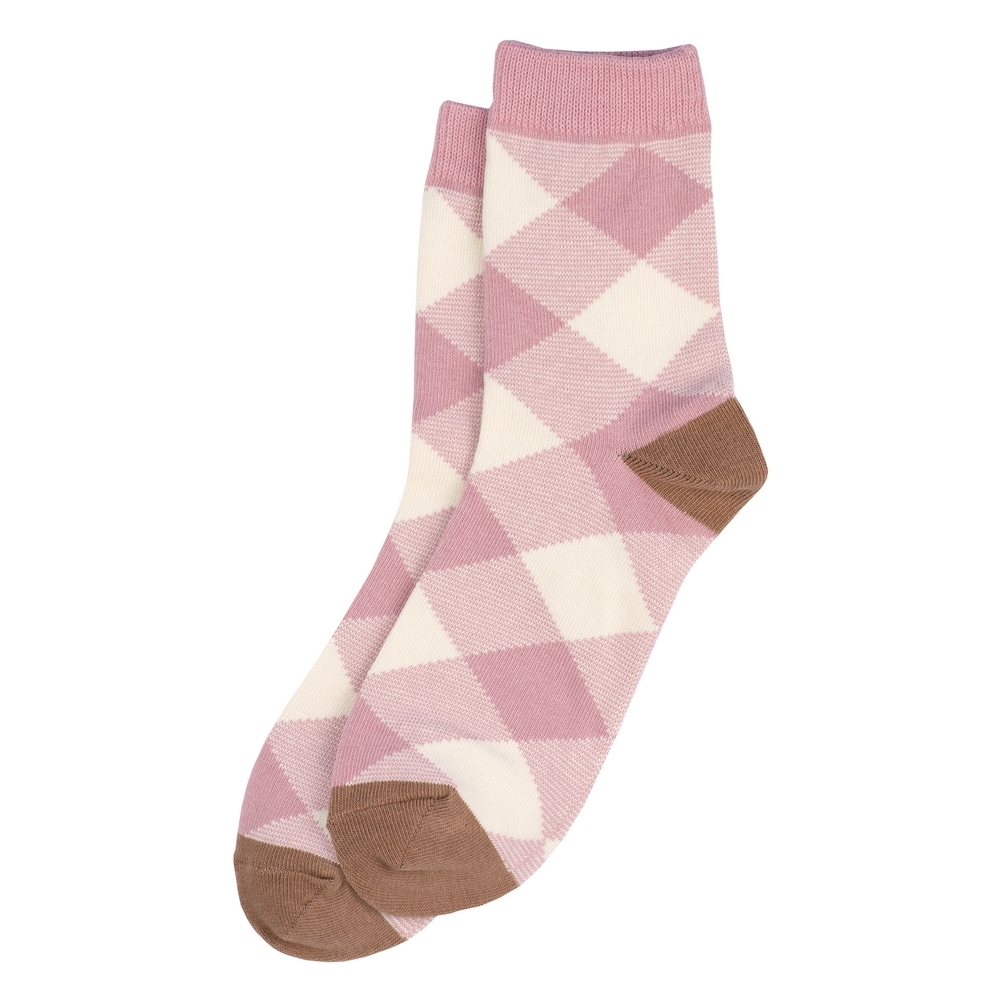 Socks cotton & spandex vintage check pink