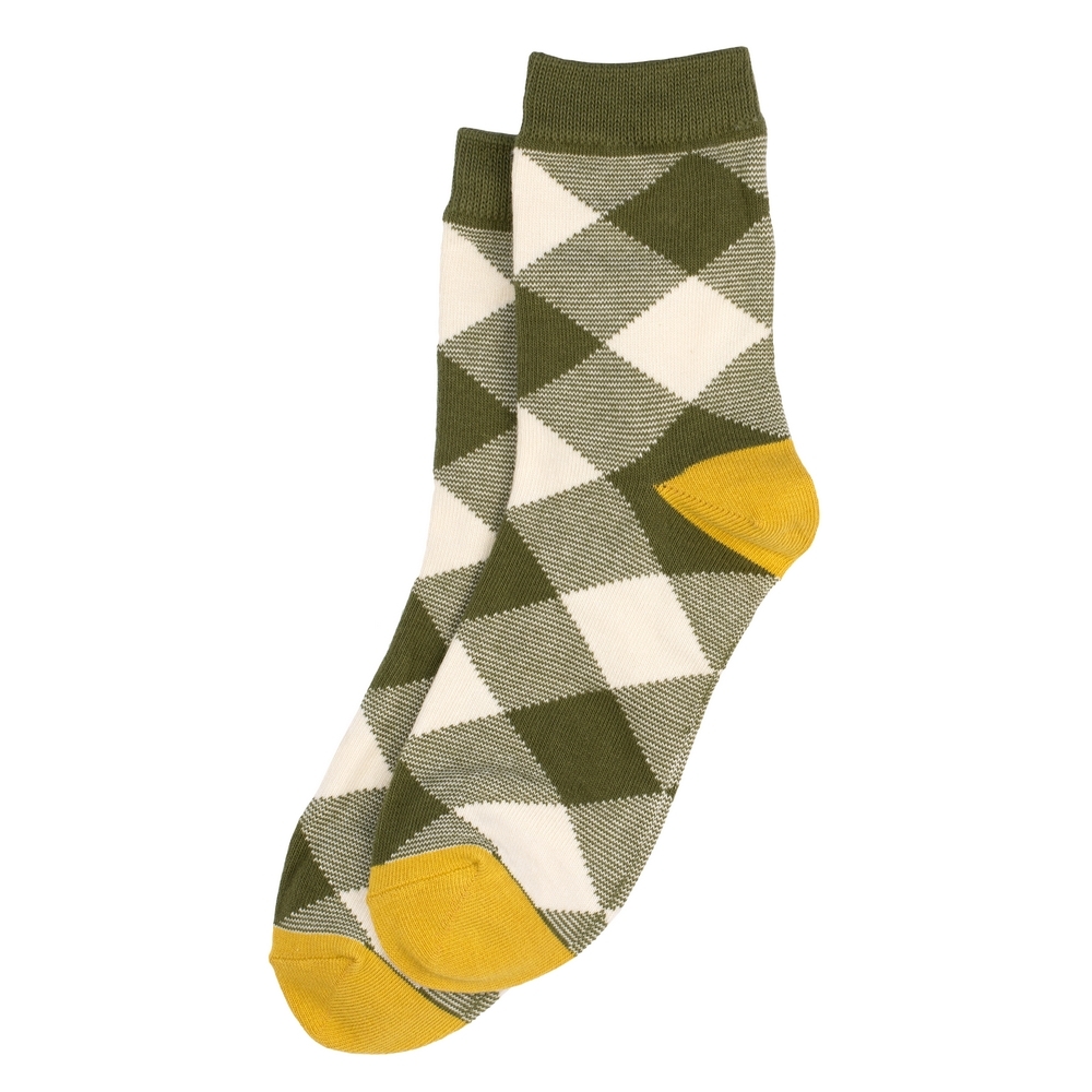 Socks cotton & spandex vintage check green