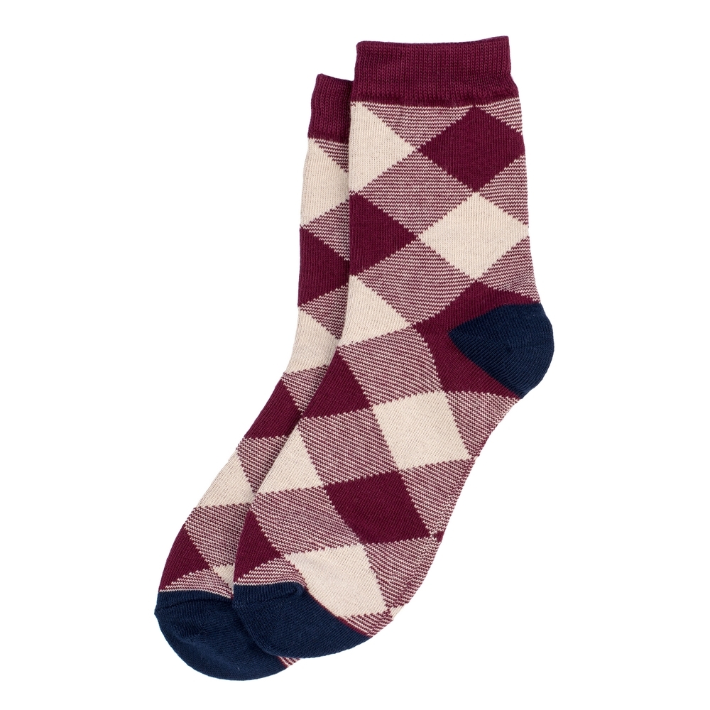 Socks cotton & spandex vintage check red