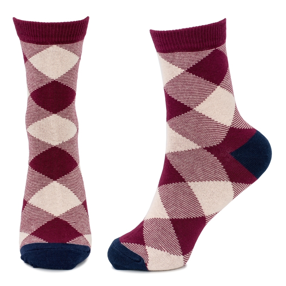 Socks cotton & spandex vintage check red - Image 2