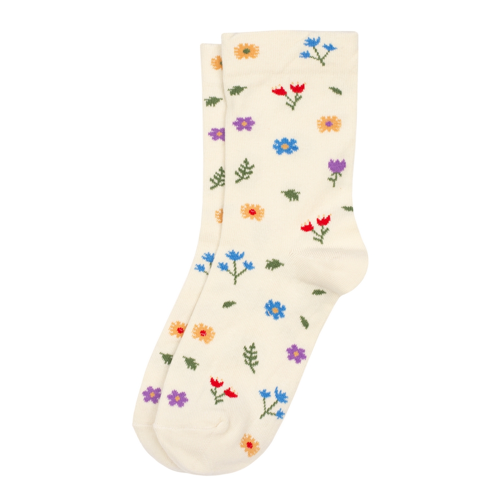 Socks cotton & spandex vintage sprig off-white