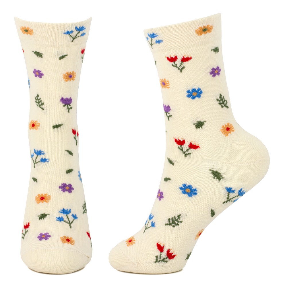 Socks cotton & spandex vintage sprig off-white - Image 2