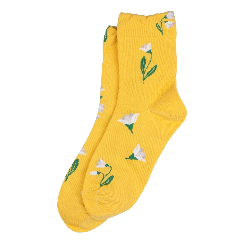Socks cotton & spandex sweet flower yellow