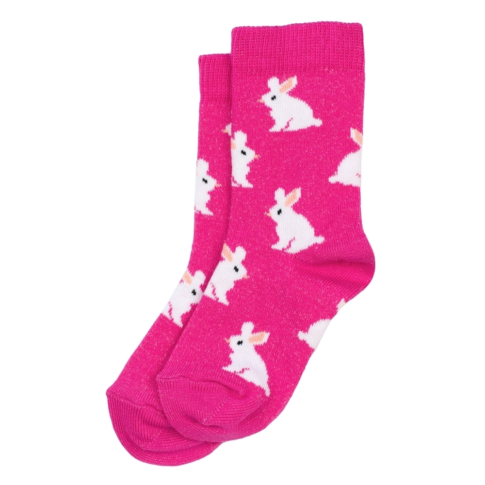 Socks cotton & spandex kids rabbit bright pink