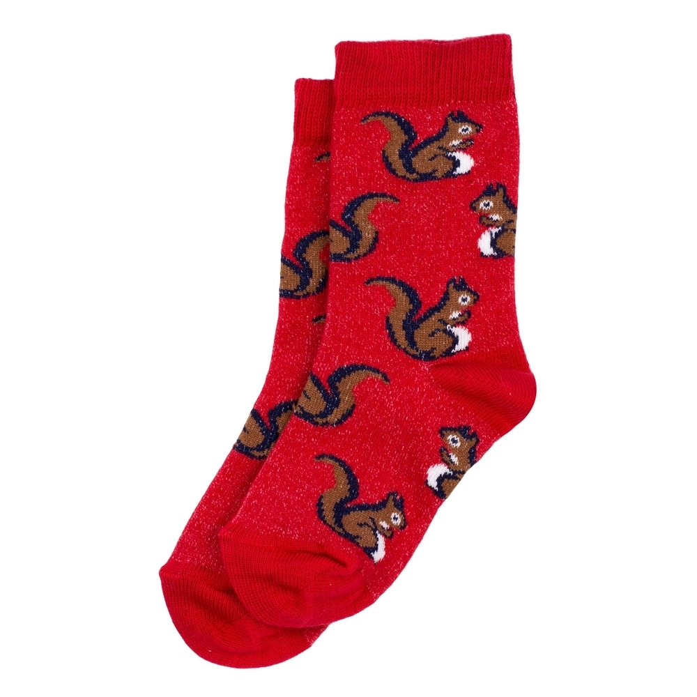 Socks cotton & spandex kids squirrel red