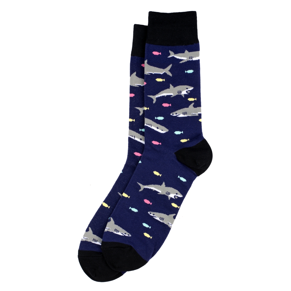 Socks cotton gents friendly sharks blue