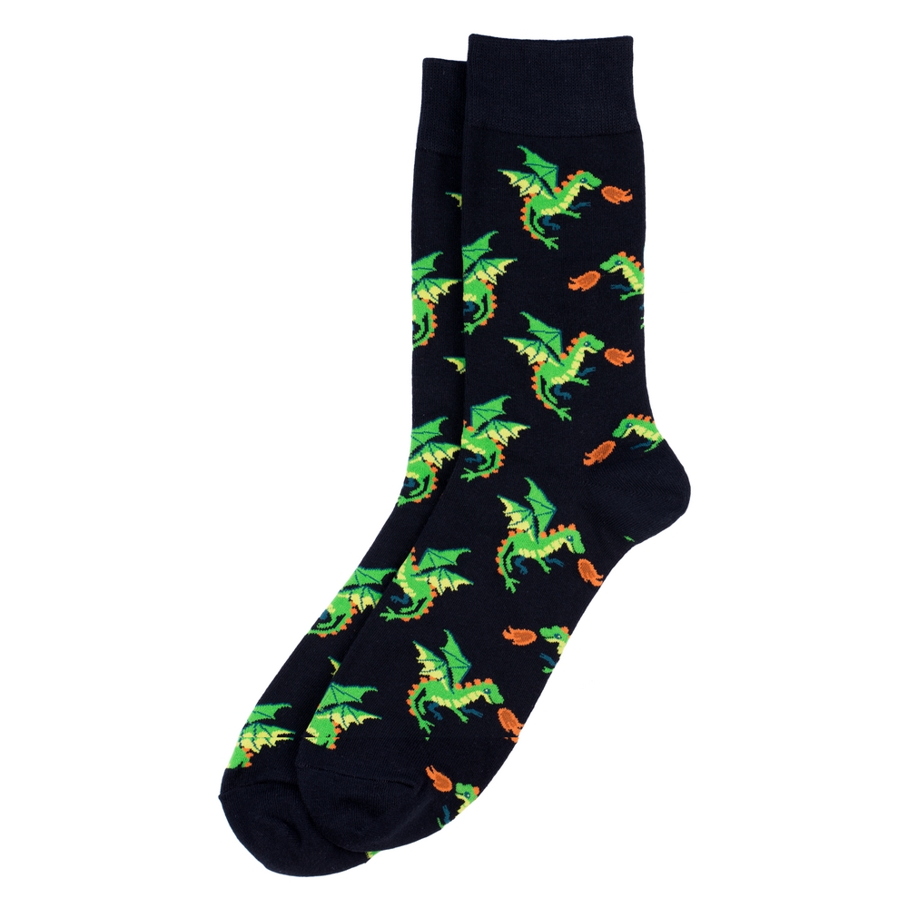 Socks cotton gents flaming dragon black