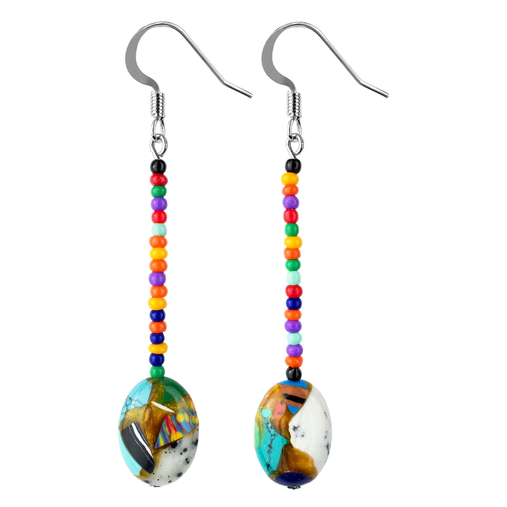 Drop earring glass mosaico colori multicoloured