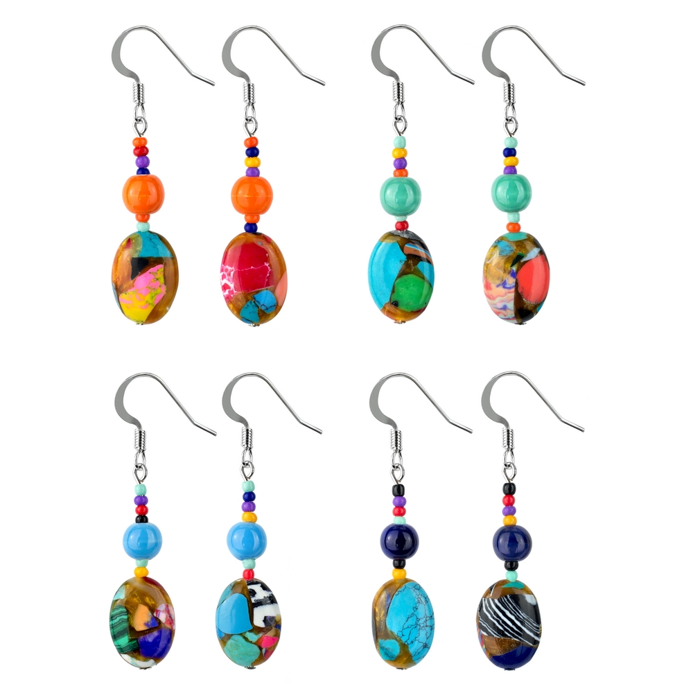 Drop earring glass mosaico colori assorted colours