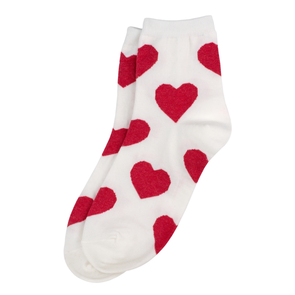 Socks cotton & spandex big hearted white
