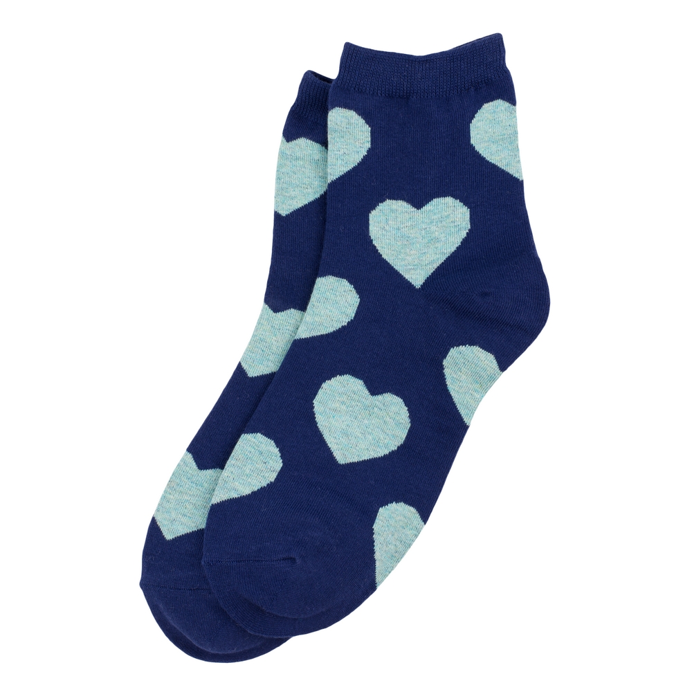 Socks cotton & spandex big hearted blue
