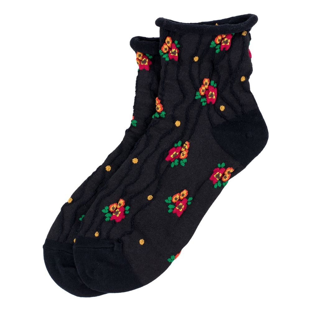 Socks cotton & spandex textured posy black