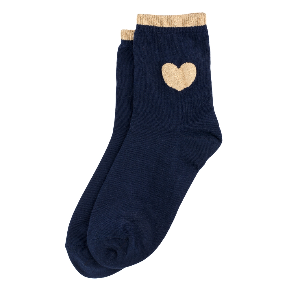 Socks cotton & spandex sparkling heart navy blue