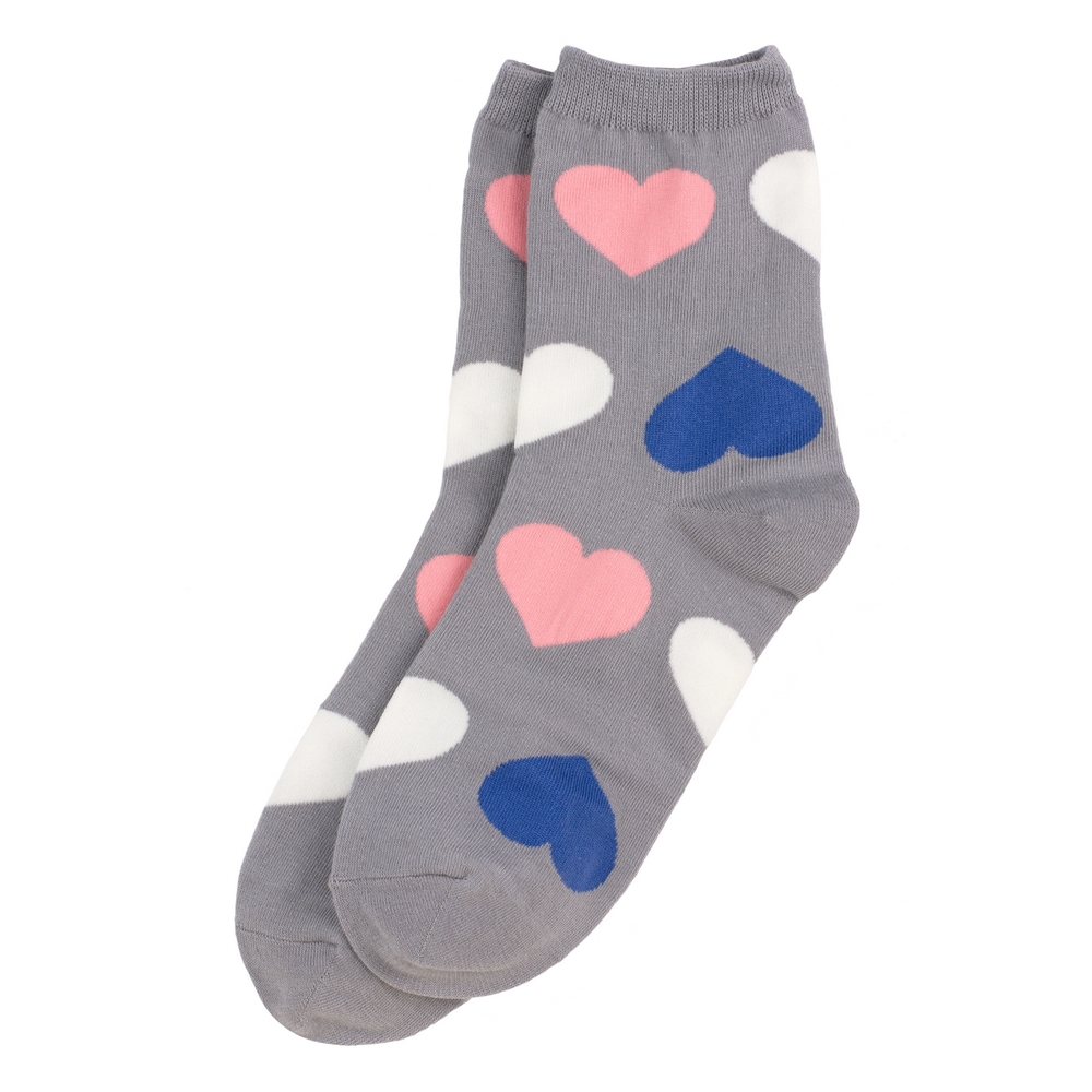 Socks cotton & spandex large tonal heart grey