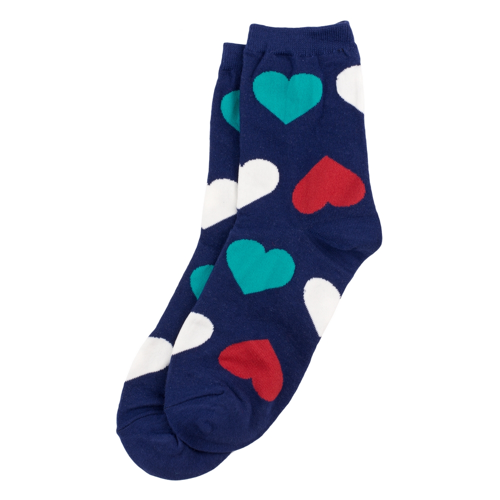 Socks cotton & spandex large tonal heart blue