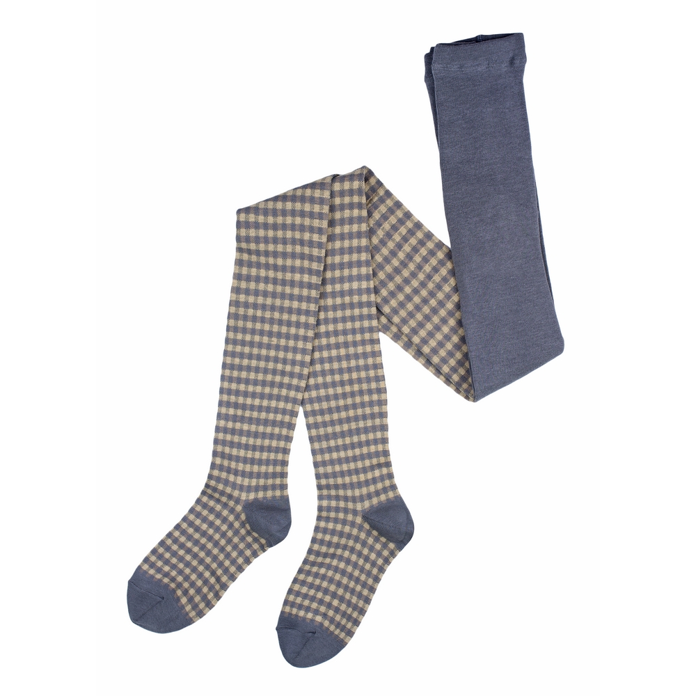 Tights cotton & spandex check grey & beige