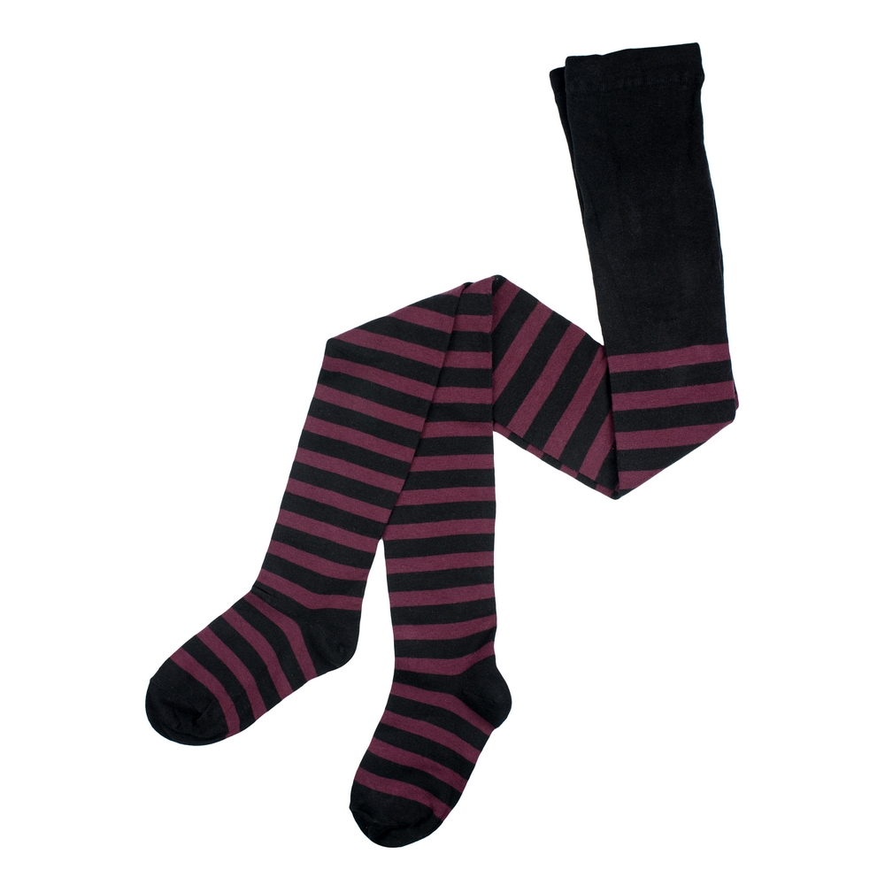 Tights cotton & spandex stripe burgundy & black