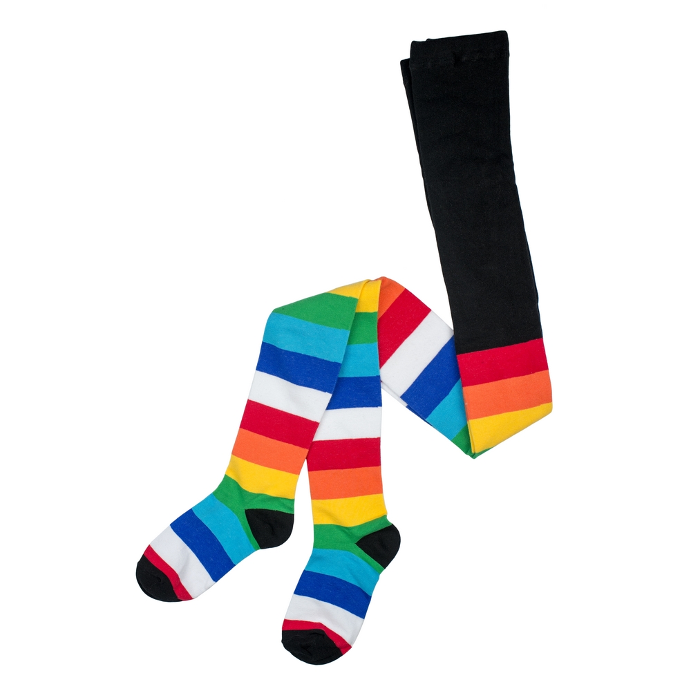 Tights cotton & spandex wide rainbow stripe multi colour