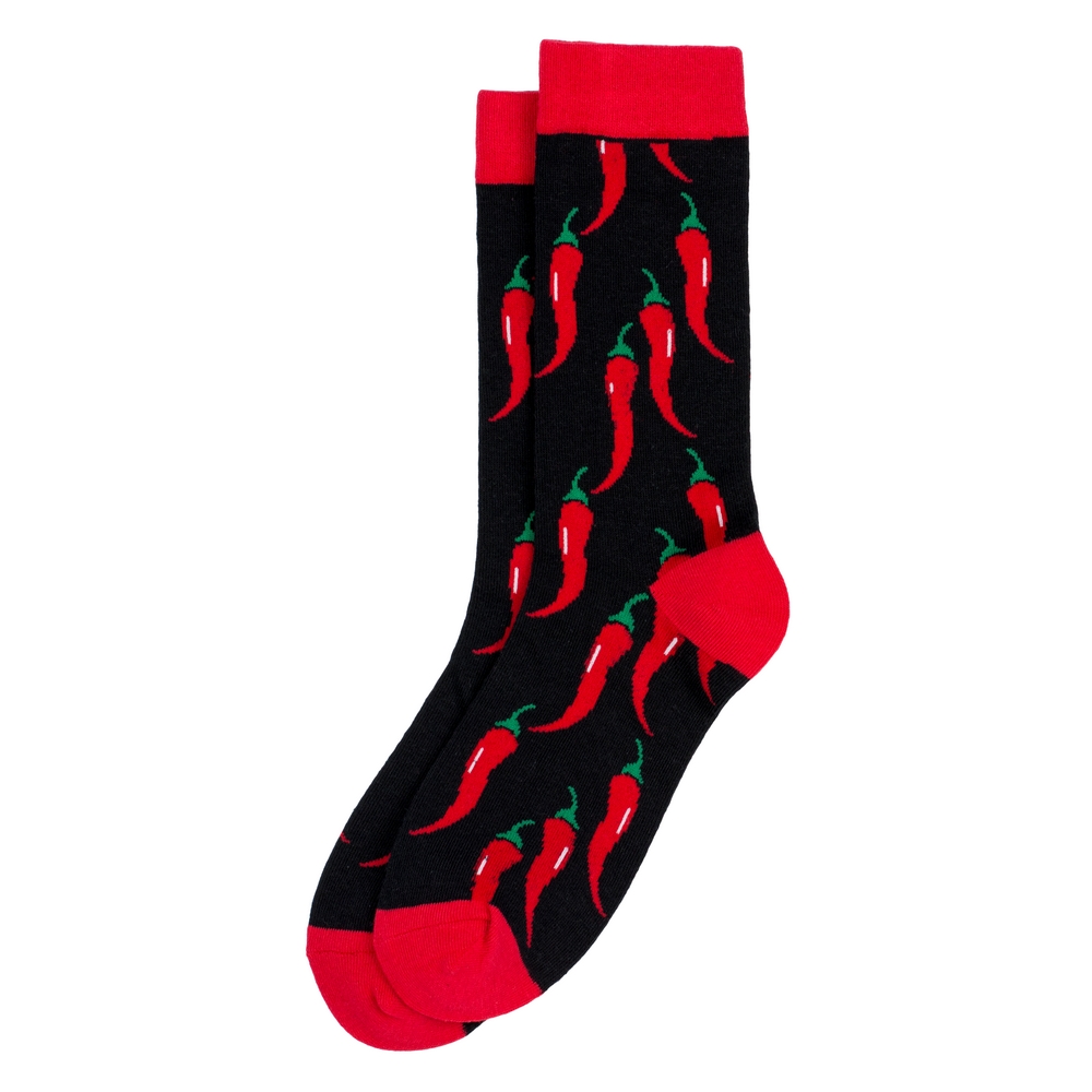 Socks cotton & spandex red hot chilli black