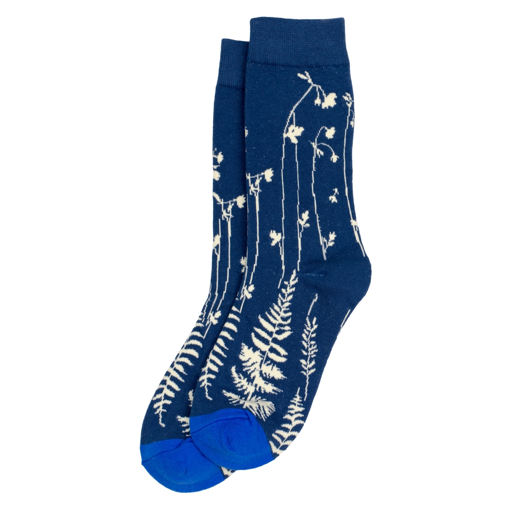 Socks cotton & spandex fern effect blue
