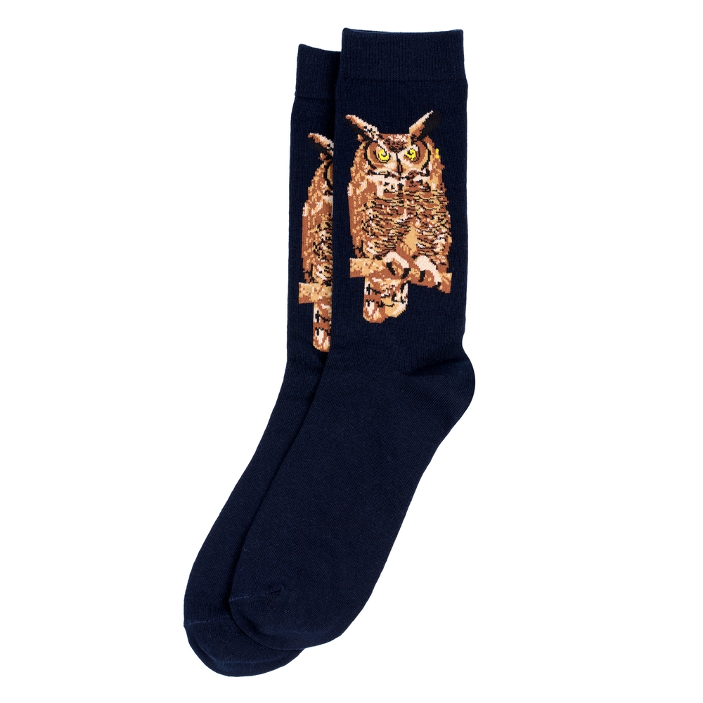 Socks cotton & spandex gents night owl navy blue