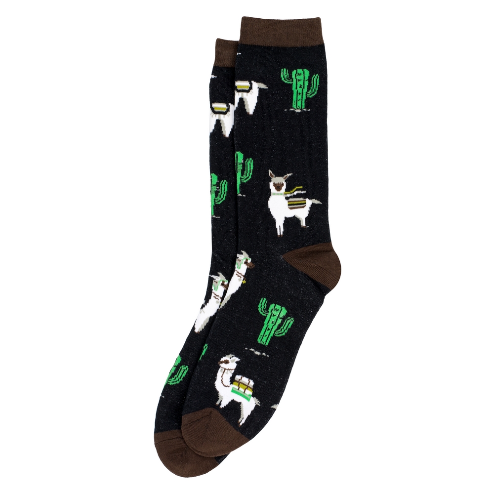 Socks cotton & spandex gents cactus llama black