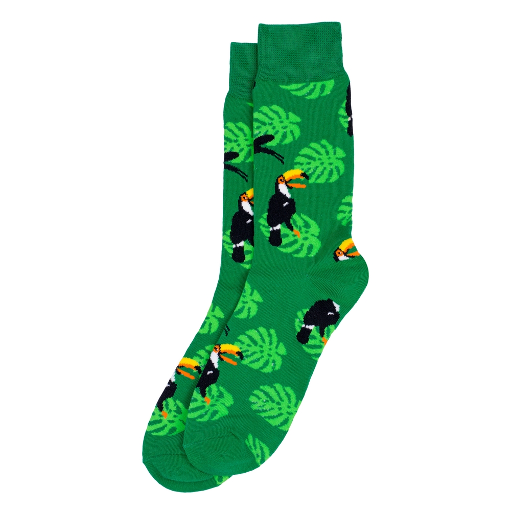 Socks cotton & spandex gents toucan & cheeseplant green