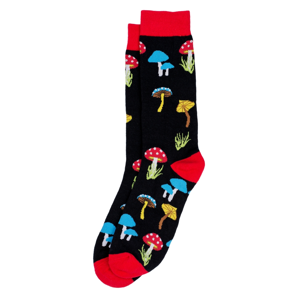 Socks cotton & spandex gents fantastic fungi black