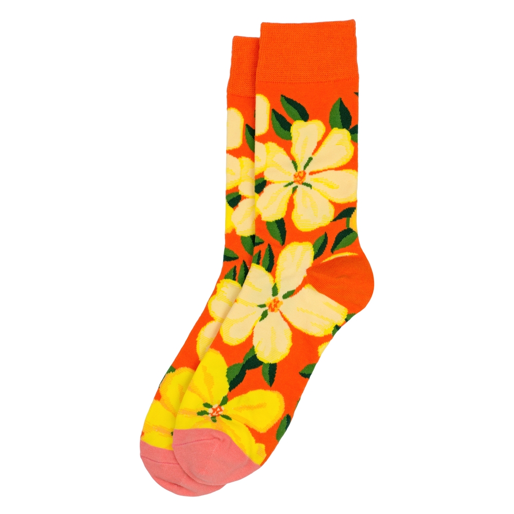Socks cotton & spandex gents big bloom orange