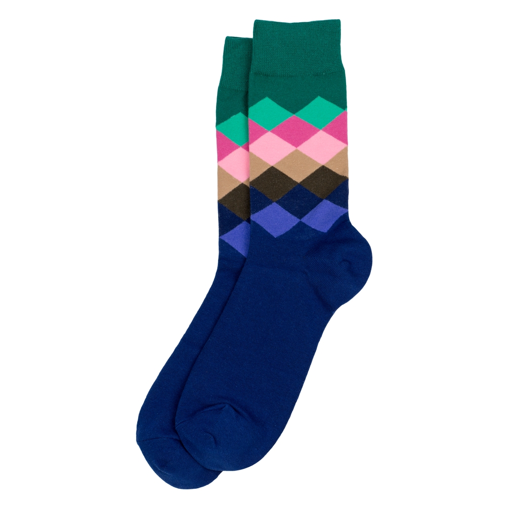 Socks cotton & spandex gents colourful concertina teal green