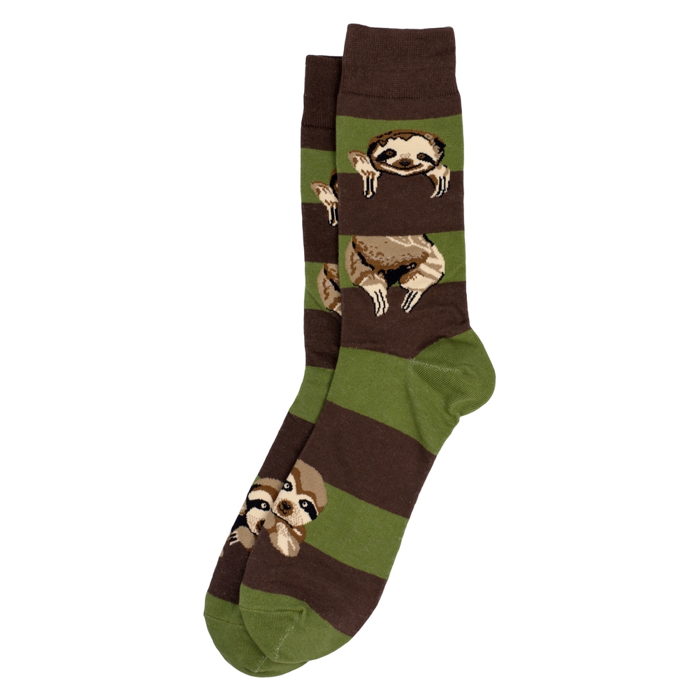 Socks cotton & spandex gents stripe sloth khaki green