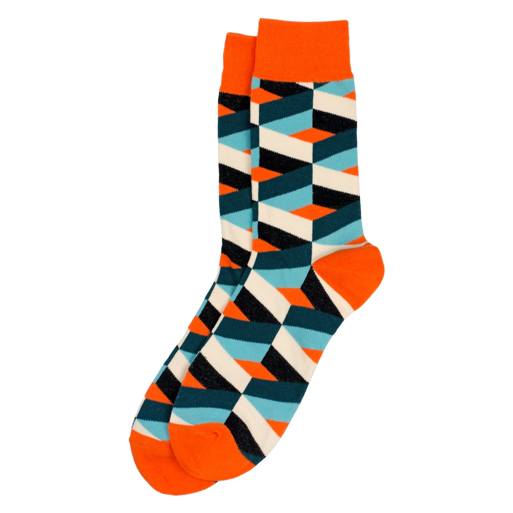 Socks cotton & spandex gents retro optic riband orange