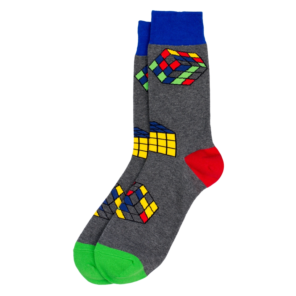 Socks cotton & spandex gents rubix cube grey