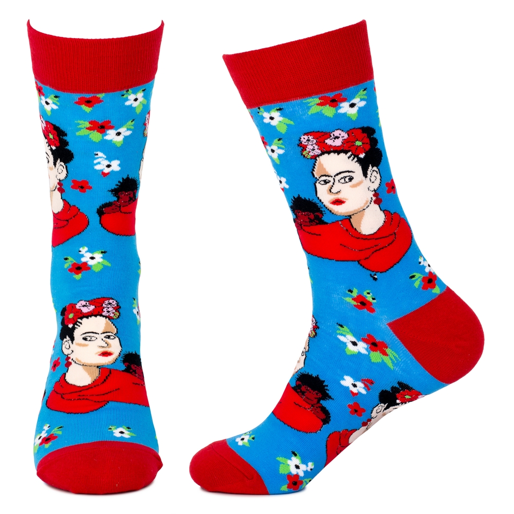Socks cotton & spandex gents Frida Kahlo blue - Image 2