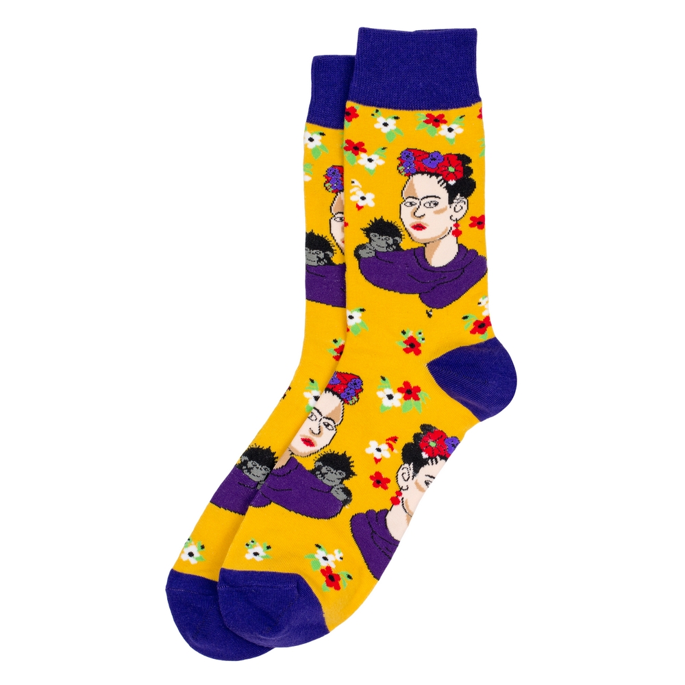 Socks cotton & spandex gents Frida Kahlo yellow