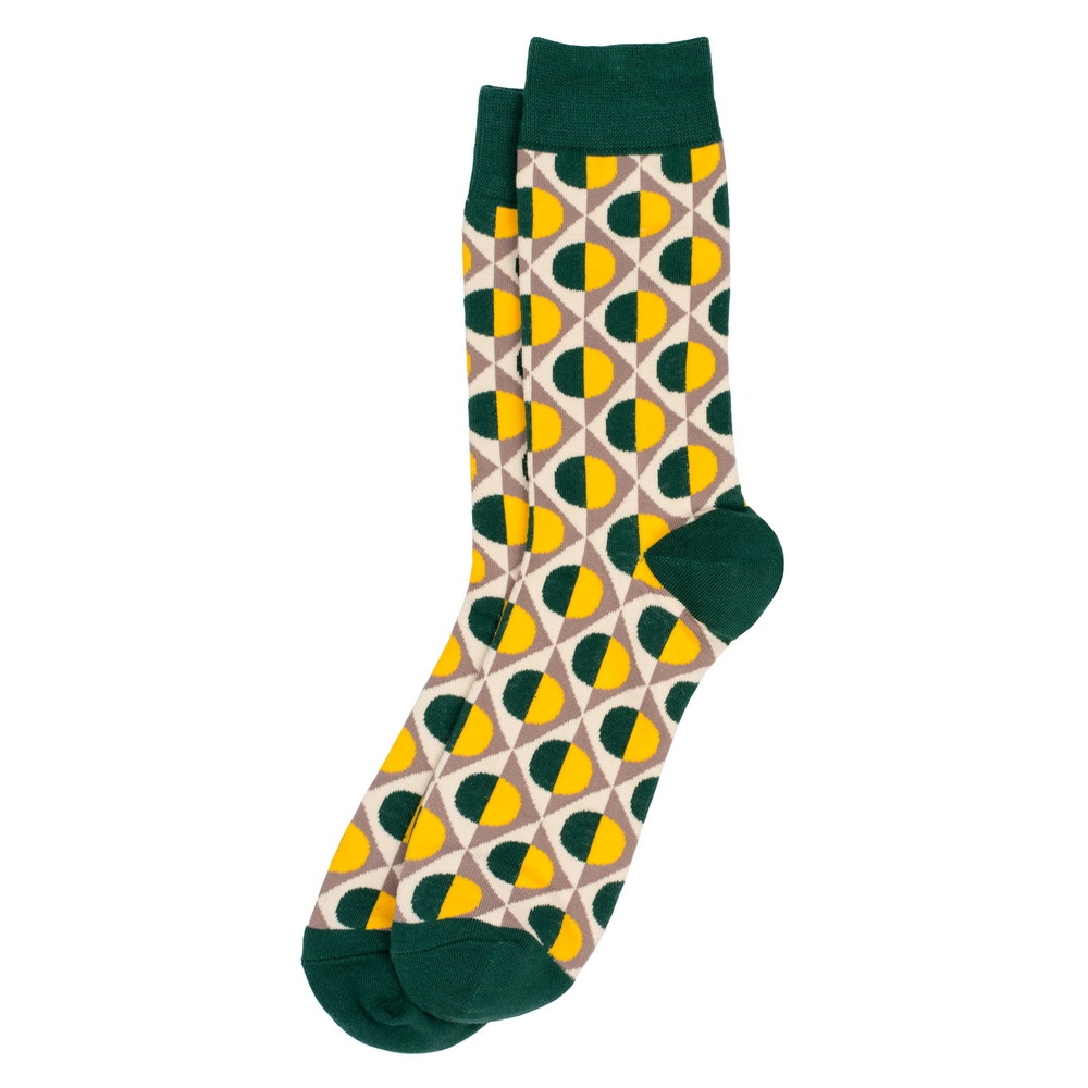 Socks cotton & spandex gents retro wallpaper mustard yellow