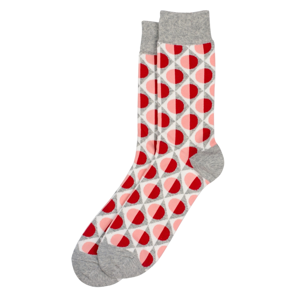 Socks cotton & spandex gents retro wallpaper grey