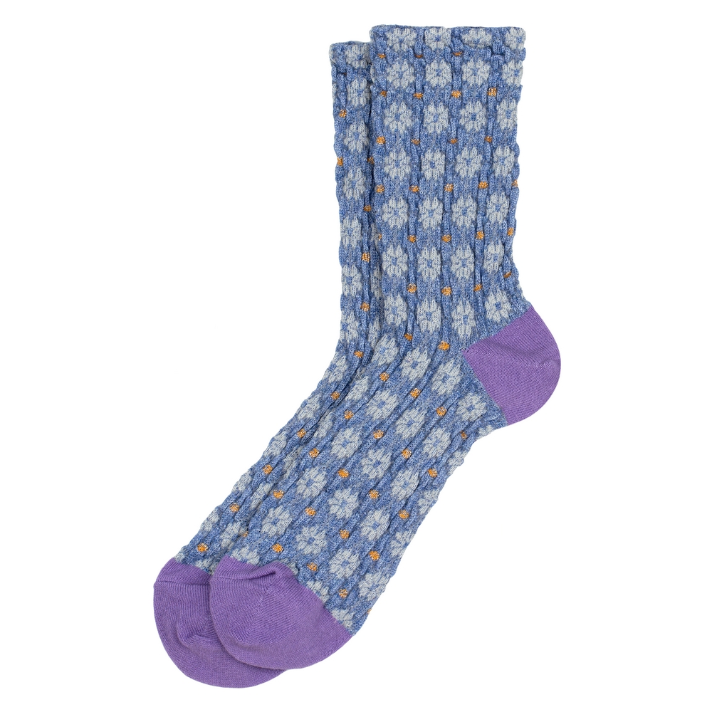 Socks cotton & spandex embossed arts & crafts flora purple