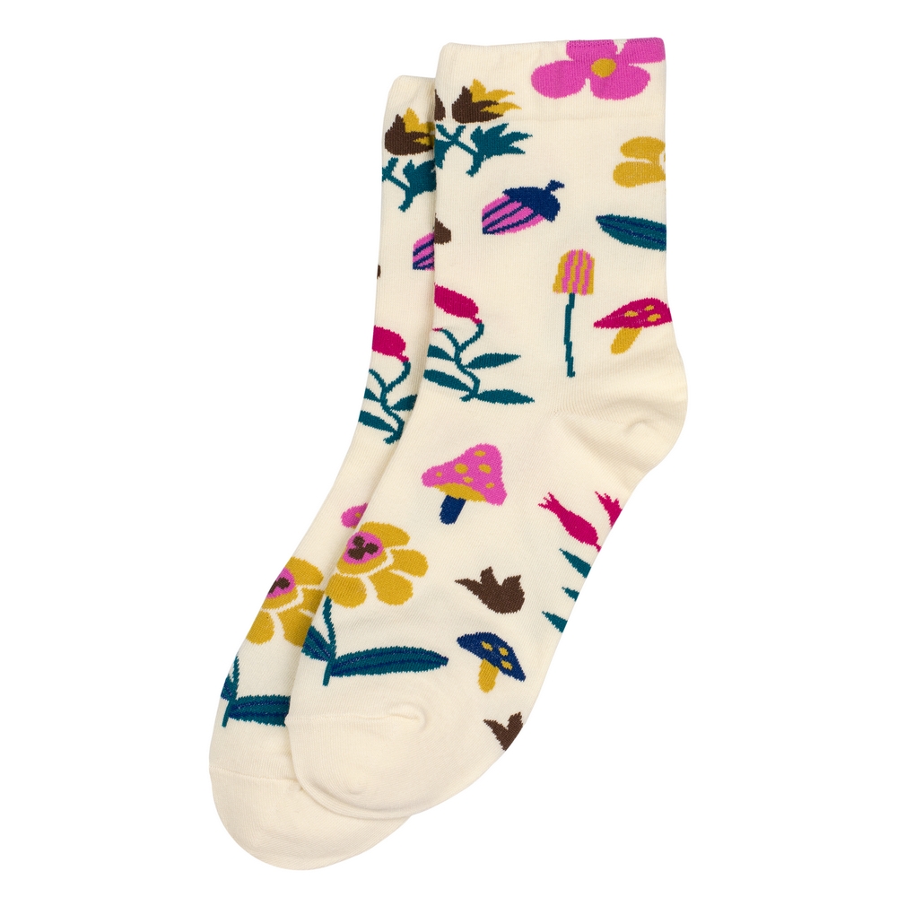 Socks cotton & spandex woodland fauna cream