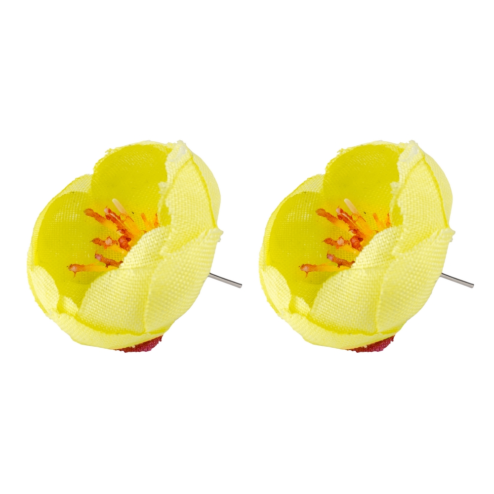 Stud earring fabric anemone yellow