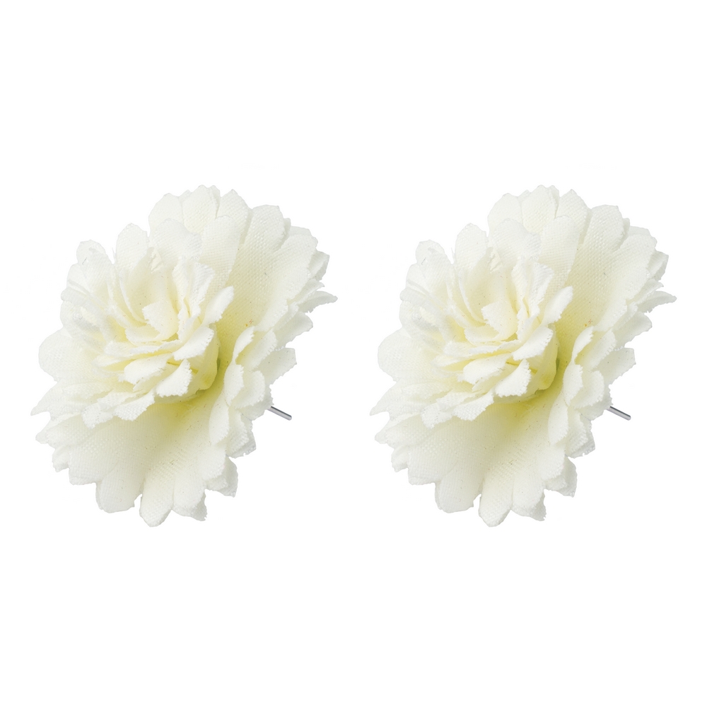 Stud earring fabric carnation off-white