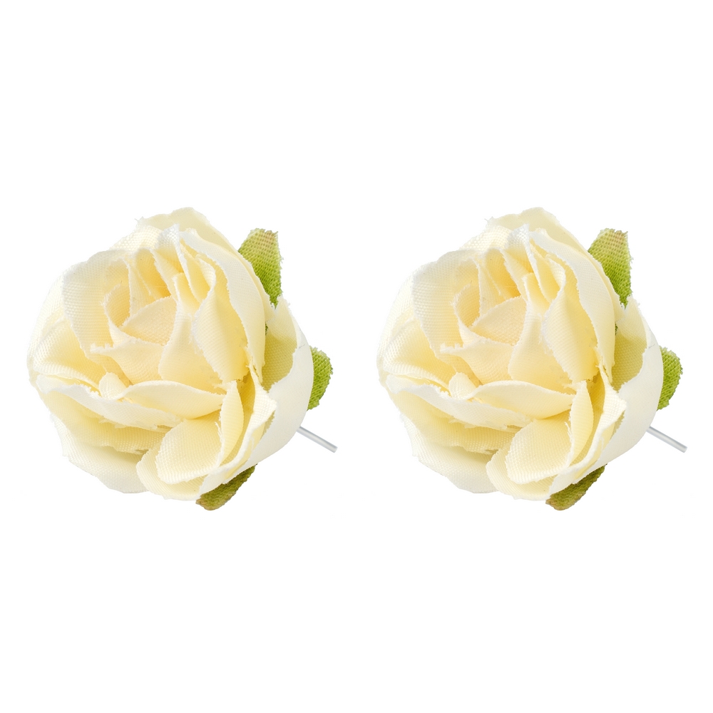 Stud earring fabric rose off-white