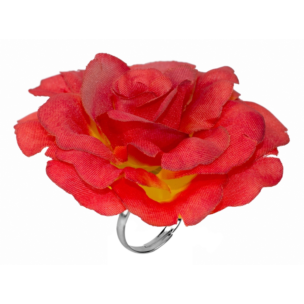 Ring fabric large red rose