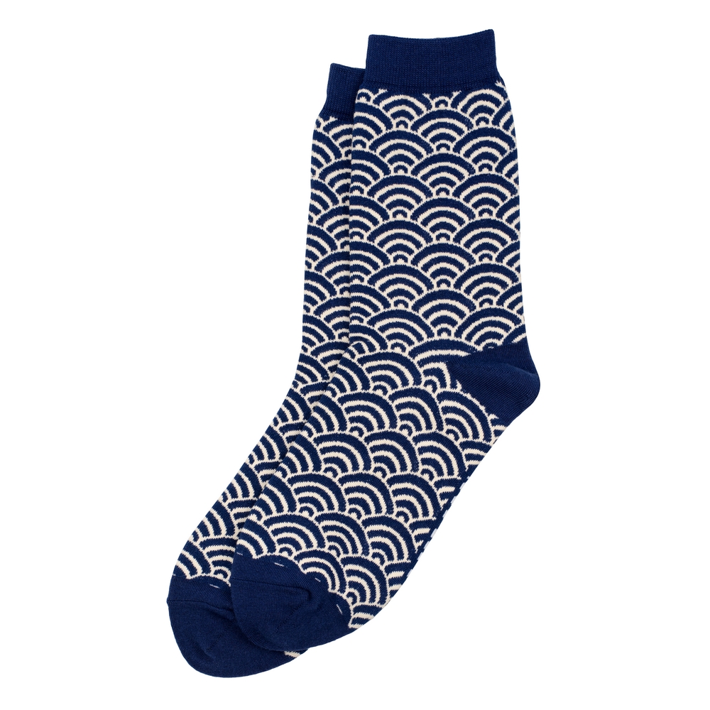 Socks cotton & spandex Japanese wave blue